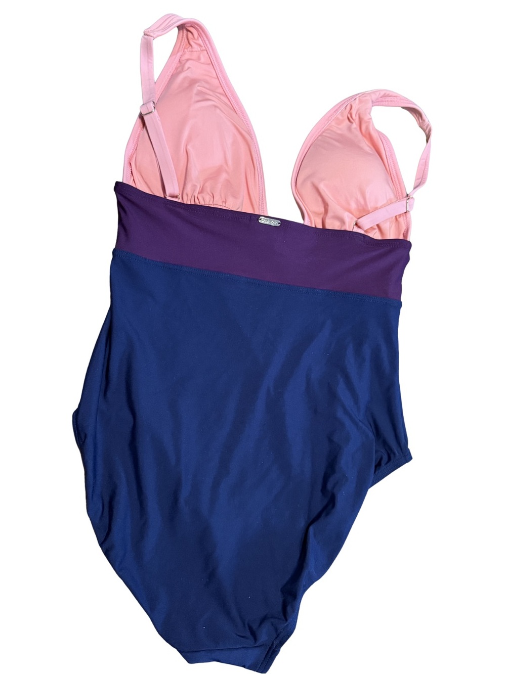 Calvin Klein Swimwear One Piece Swimsuit Size 10 Pink Purple Navy Colorblock - Picture 2 of 7